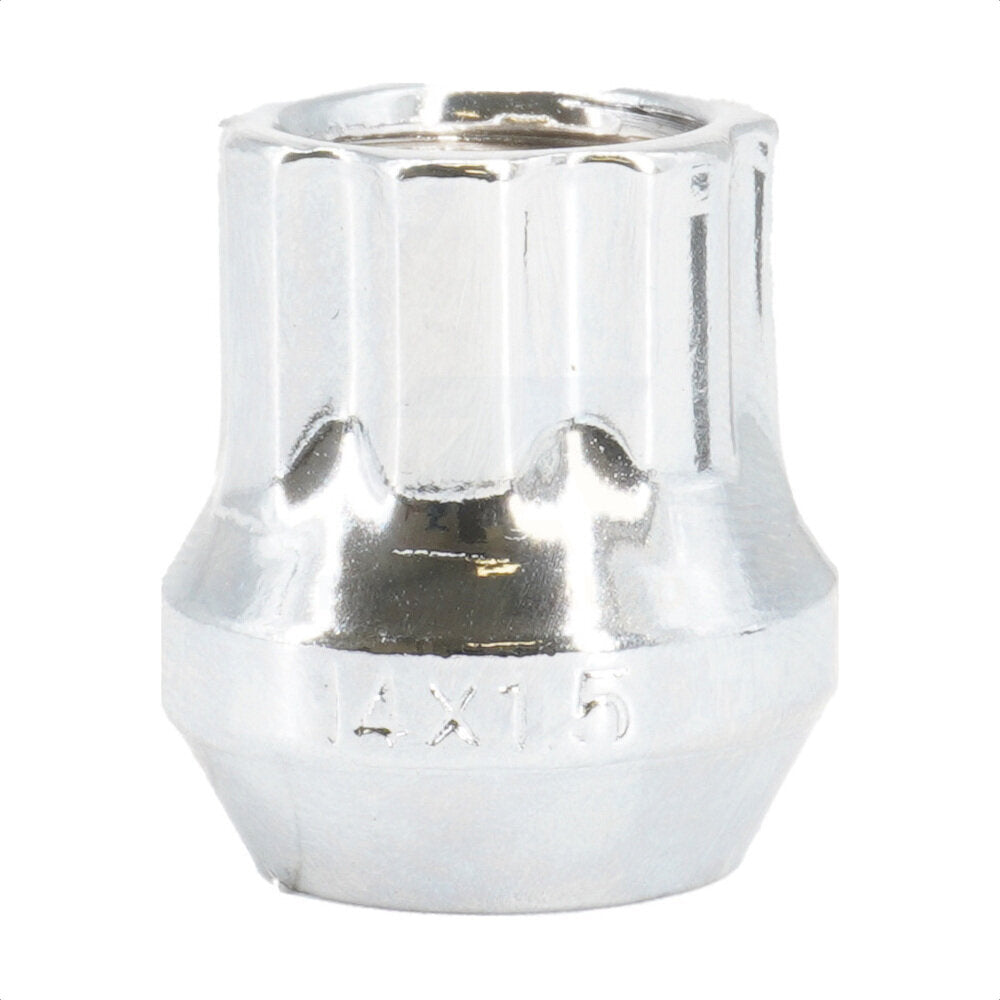 Écrou de roue chromé à 7 cannelures à extrémité ouverte, gland duplex M14x1,5 (paquet de 10)