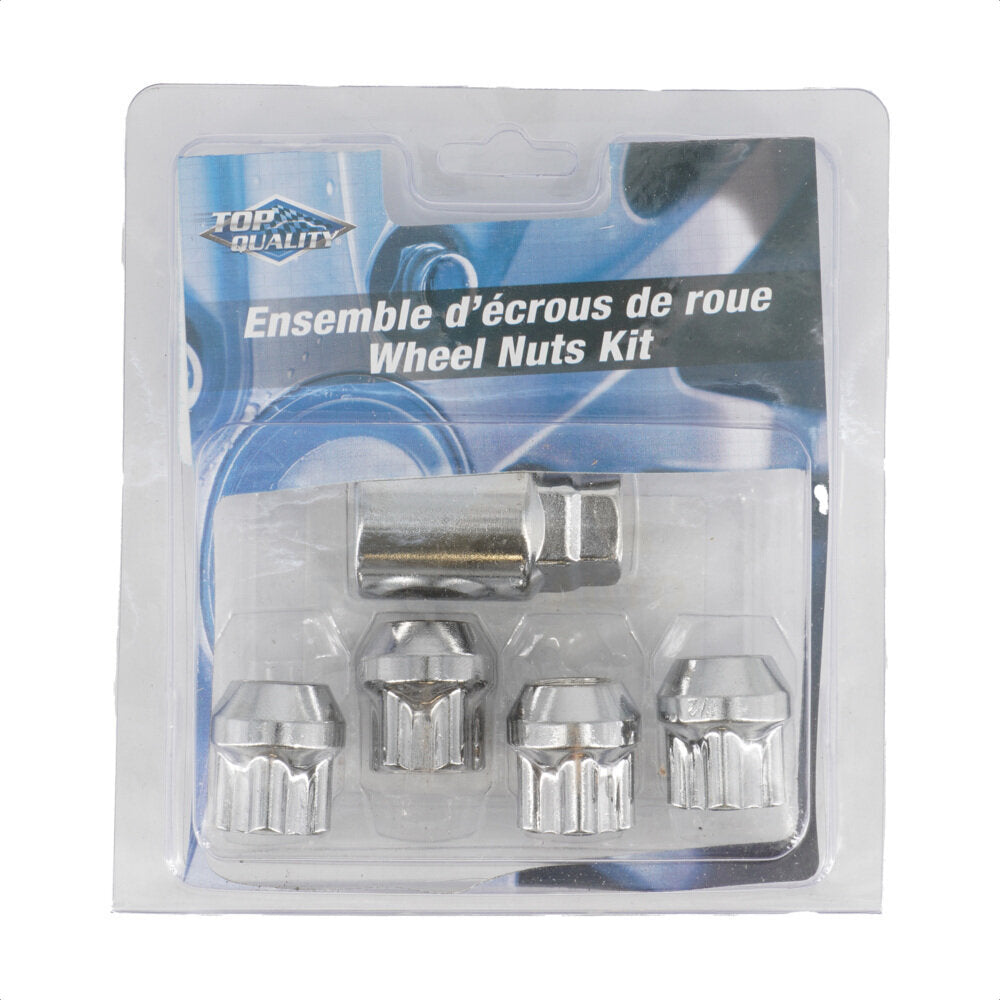 Écrou de roue chromé OpenEnd à 5 cannelures, gland Duplex 1/2 "X20 - 4 écrous et 1 clé pour