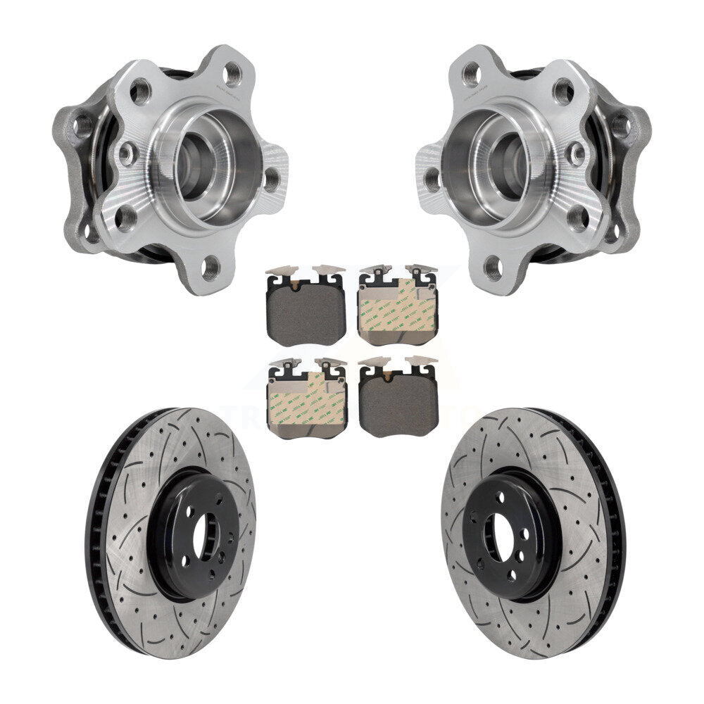 Ensemble de roulement de moyeu avant, Kit de plaquettes de Rotor de frein à fente percée pour BMW 540i xDriv