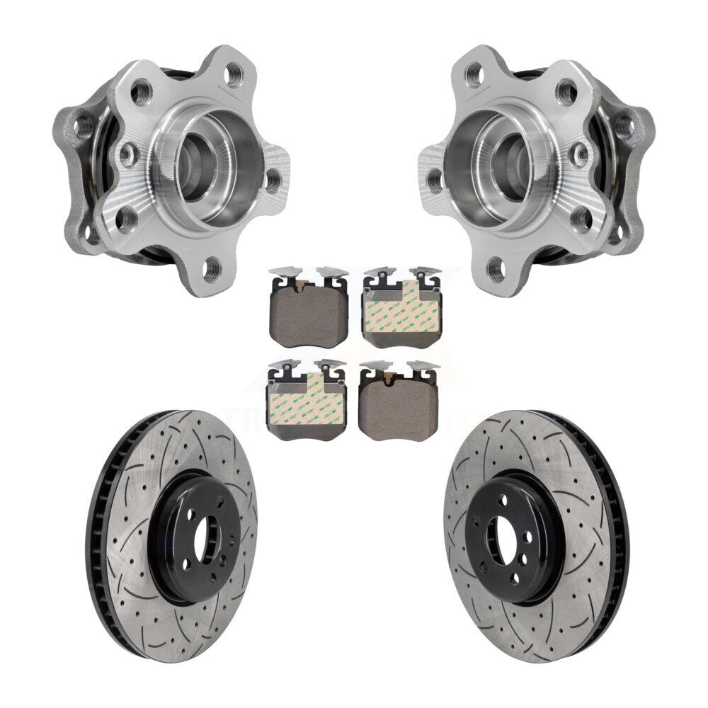 Ensemble de roulement de moyeu avant, Kit de plaquettes de Rotor de frein à fente percée pour BMW 540i xDriv