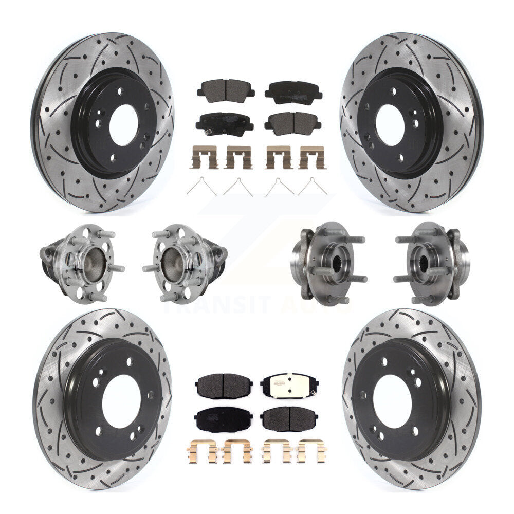 Kit de plaquettes de rotor de frein enduites de roulement de moyeu avant et arrière (10 pièces) pour Kia Forte 2020 1.6