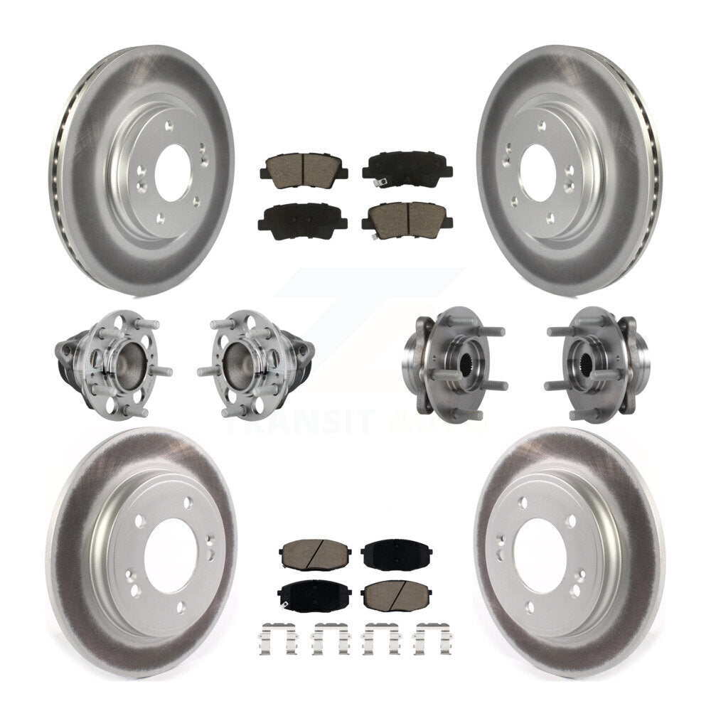 Kit de plaquettes de rotor de frein enduites de roulement de moyeu avant et arrière (10 pièces) pour Kia Forte 2020 1.6