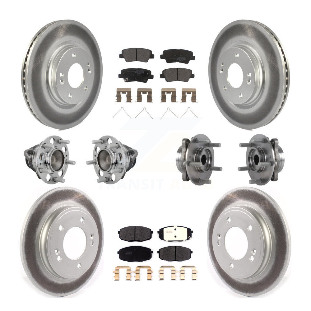 Kit de plaquettes de rotor de frein enduites de roulement de moyeu avant et arrière (10 pièces) pour Kia Forte 2020 1.6