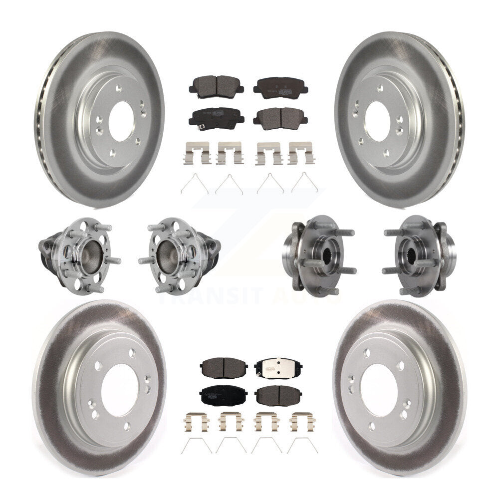 Kit de plaquettes de rotor de frein enduites de roulement de moyeu avant et arrière (10 pièces) pour Kia Forte 2020 1.6