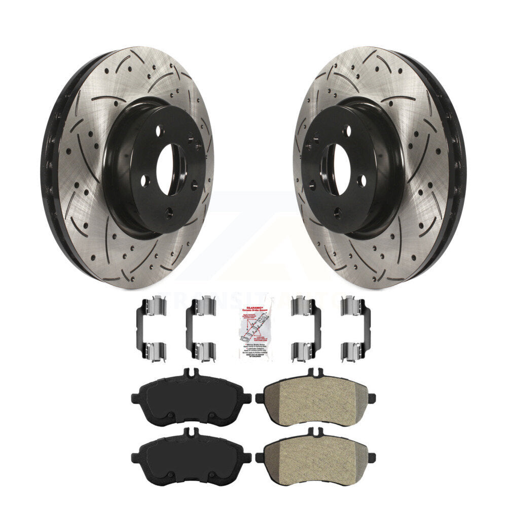 Kit de plaquettes semi-métalliques de Rotor de frein à disque à fente avant percée pour Mercedes-Benz C30