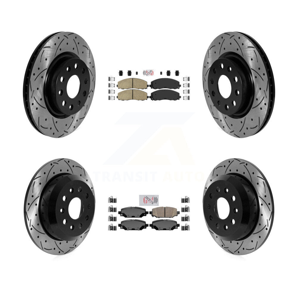 Kit de Rotors de frein à fente de forage de tampon en céramique avant et arrière pour Jeep Wrangler Spor 18-19
