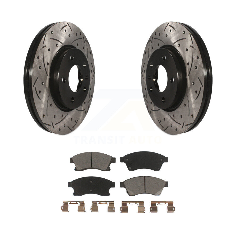 Rotor de frein à disque à fente avant et Kit de plaquettes en céramique pour Buick Veran 2012 – 2013