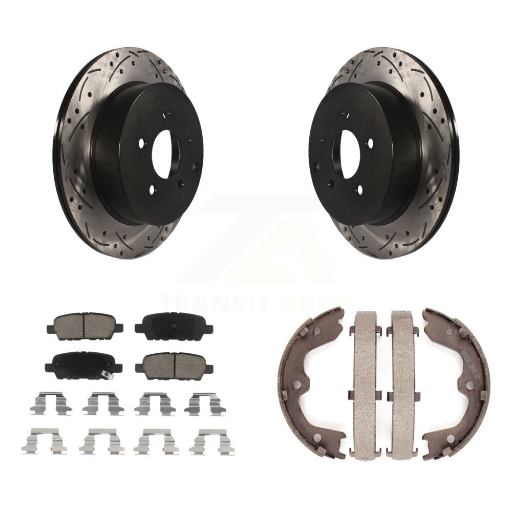 Kit de chaussures de stationnement à disques arrière, Rotors percés et fendus, plaquettes en céramique, pour INFINITI