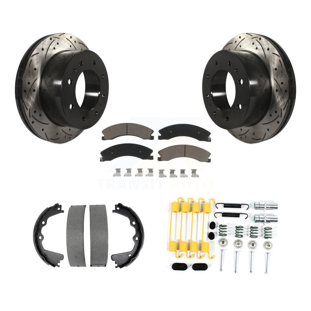 Disque arrière, Rotors percés et fendus, plaquettes en céramique, Kit de quincaillerie pour chaussures de stationnement pour