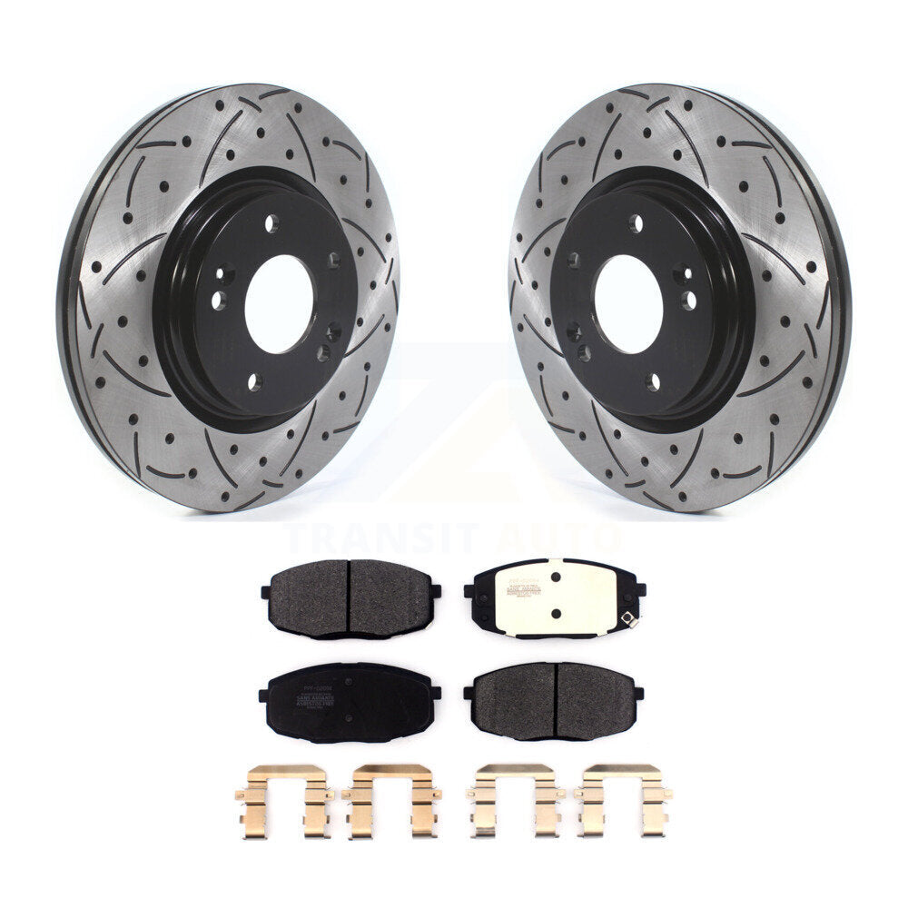 Rotors de frein à disque à fente avant, Kit de plaquettes semi-métalliques pour Kia Forte 2020 1.6