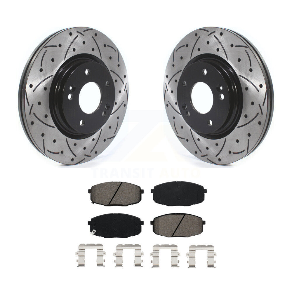 Rotors de frein à disque à fente avant, Kit de plaquettes semi-métalliques pour Kia Forte 2020 1.6
