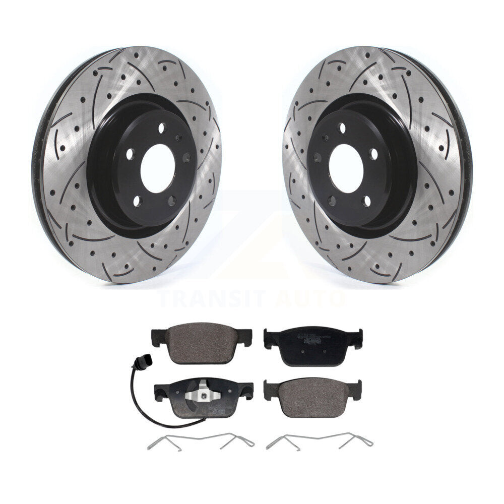 Rotor de frein à disque à fente percée avec revêtement avant et Kit de plaquettes en céramique pour Audi A4 Quattr