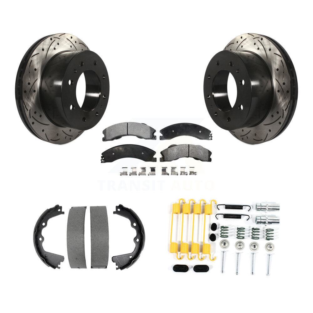 Disque arrière, Rotors percés et fendus, plaquettes en céramique, Kit de quincaillerie pour chaussures de stationnement pour