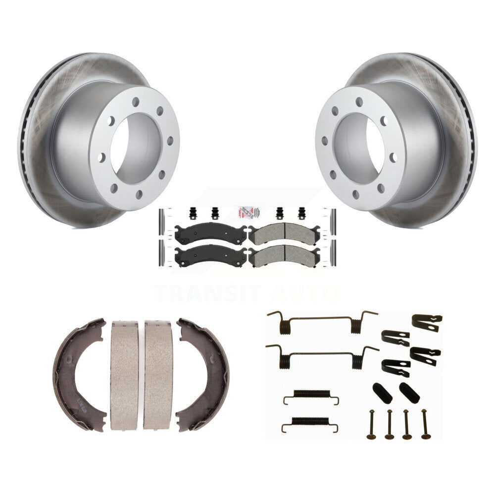 Rotors à revêtement de disque arrière, plaquettes semi-métalliques, Kit de quincaillerie pour chaussures de frein de stationnement pour