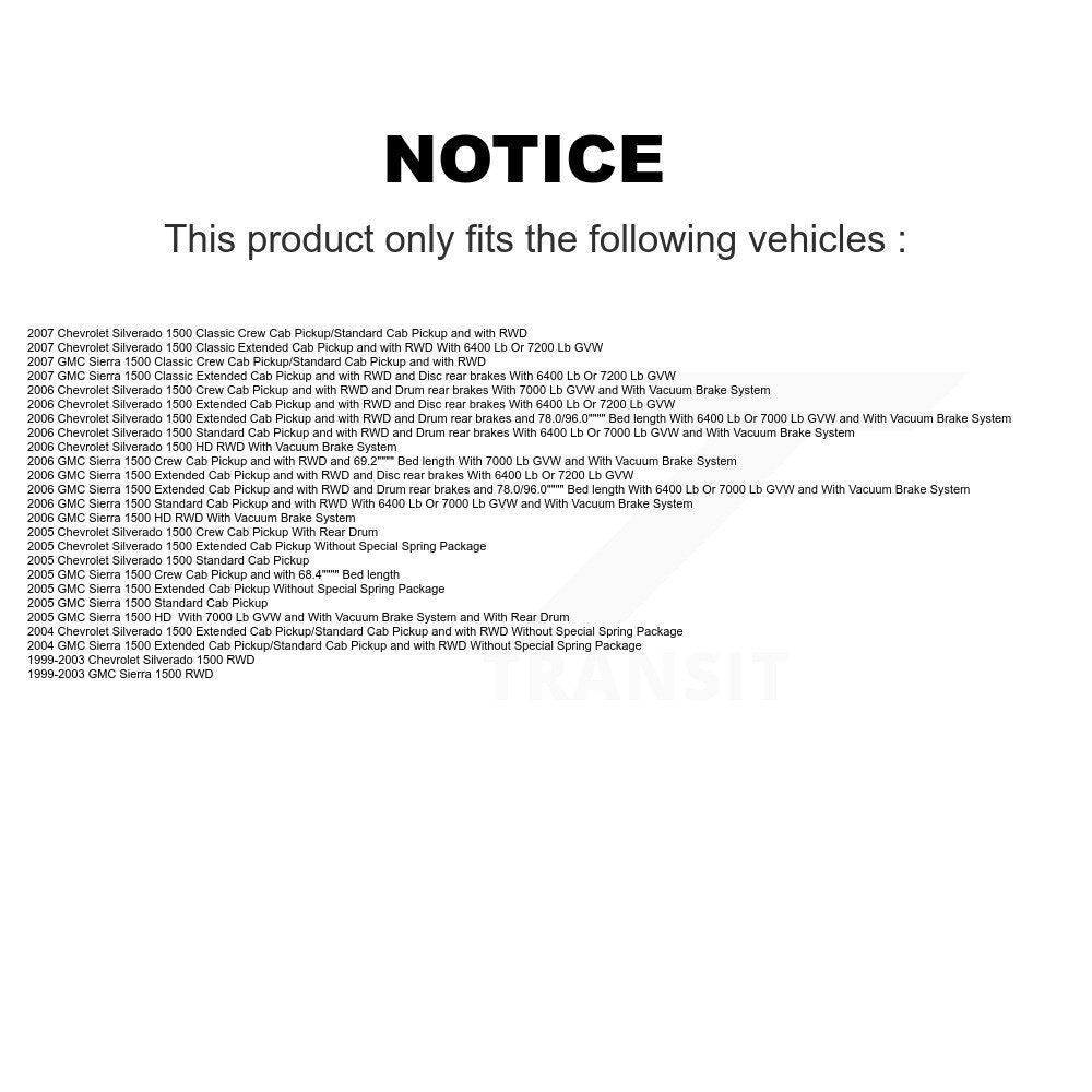 Tuyau hydraulique de frein avant droit pour Chevrolet Silverado 1500 GMC Sierra Classi