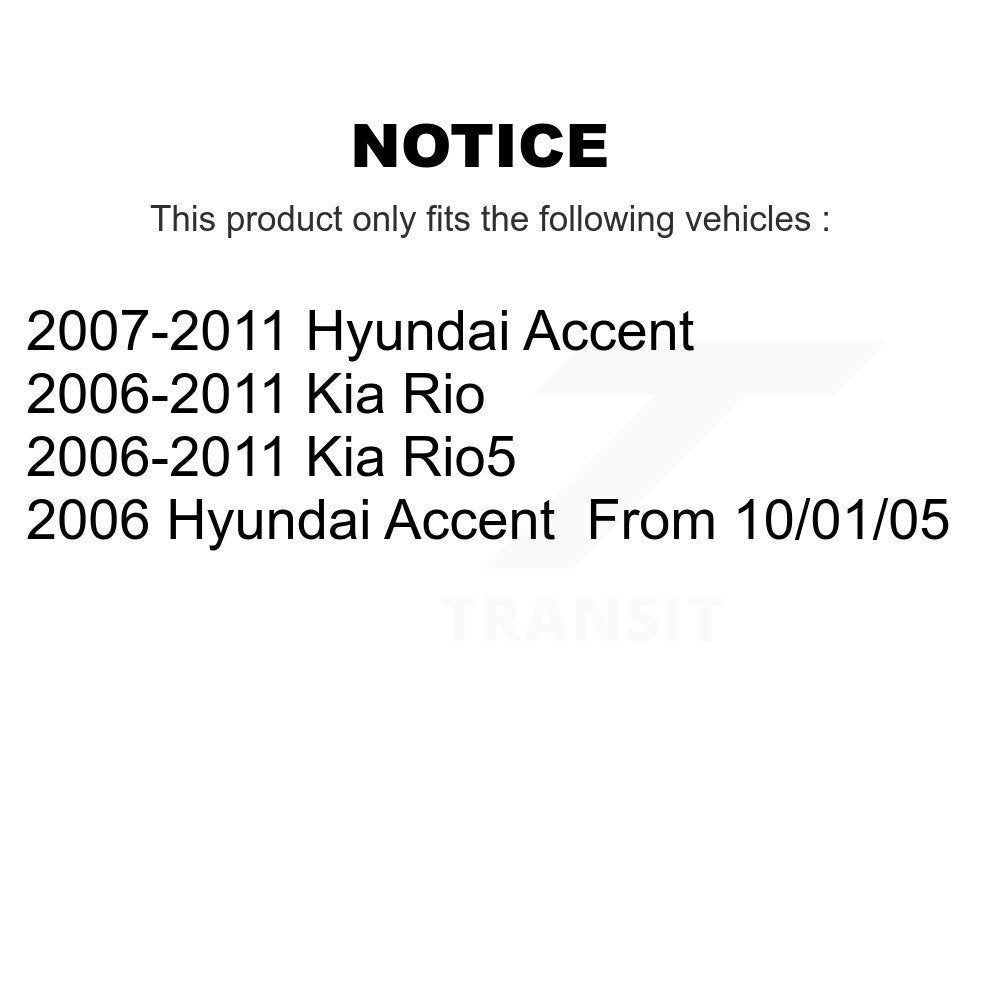Kit de matériel de frein à tambour arrière, pour Hyundai Accent Kia Rio Rio5 Dodge Attitude