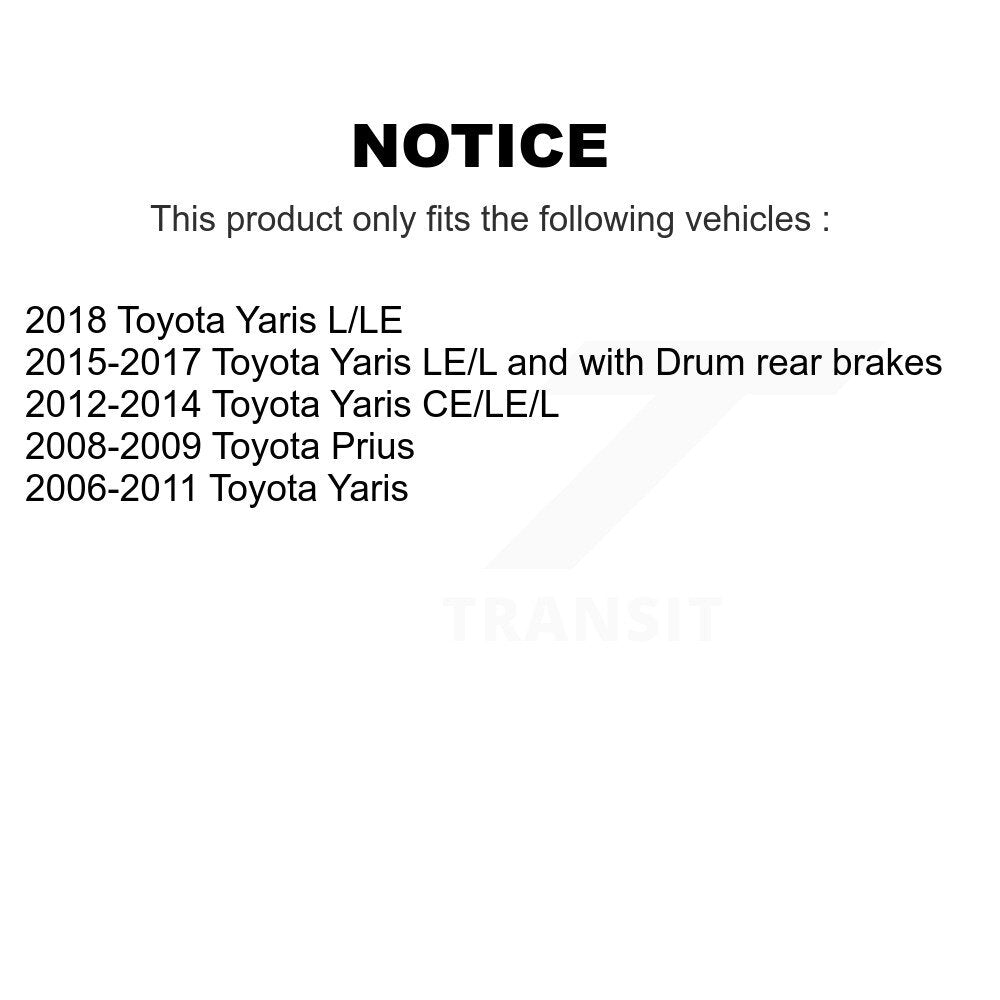 Kit de matériel de frein à tambour arrière pour Toyota Yaris Prius 13-H17445