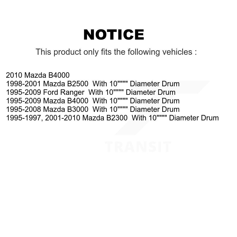 Kit de matériel de frein à tambour arrière, pour Ford Ranger Mazda B4000 B3000 B2300 B2500
