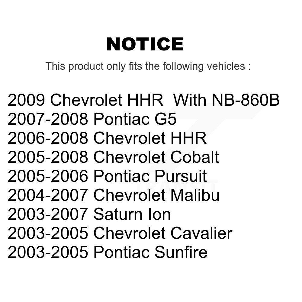 Kit de matériel de frein à tambour arrière, pour Chevrolet Pontiac Cobalt Malibu Saturn Ion G5
