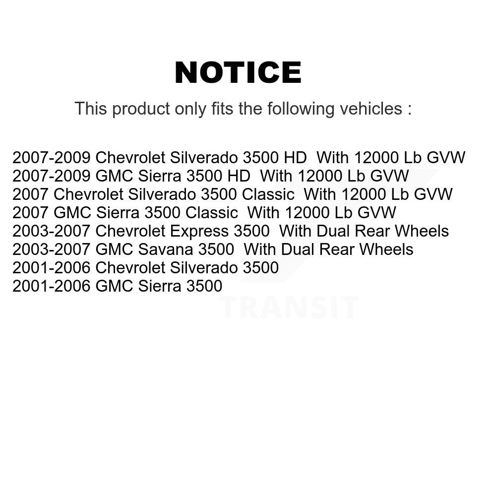 Kit de matériel de frein de stationnement arrière, pour Chevrolet GMC Express 3500 Sierra Silverado