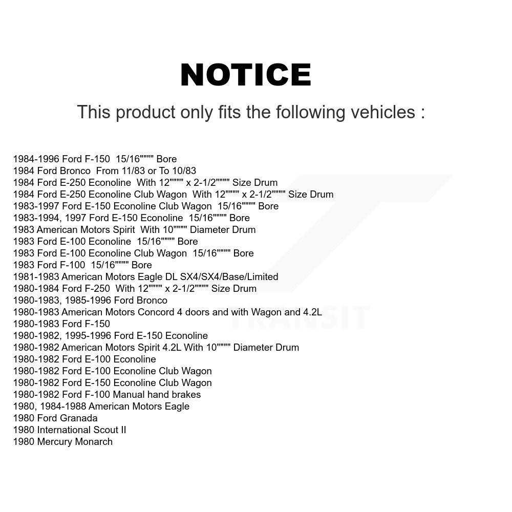 Cylindre de roue de frein à tambour arrière, pour Ford F-150 E-150 Econoline Bronco F-250 F-10