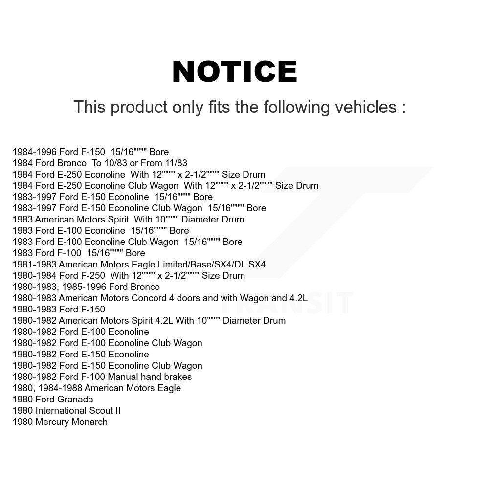 Cylindre de roue de frein à tambour arrière, pour Ford F-150 E-150 Econoline Bronco F-250 F-10