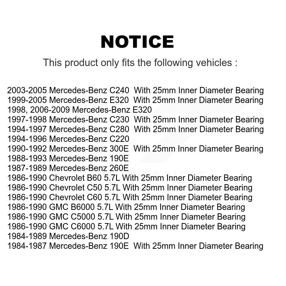 Roulement pour Mercedes-Benz E320 C240 190E C230 C220 300E C280 190D 260E Chevrole