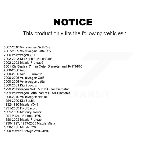 Roulement de roue pour Volkswagen Jetta Mazda Miata Golf Beetle City Protege Audi TT