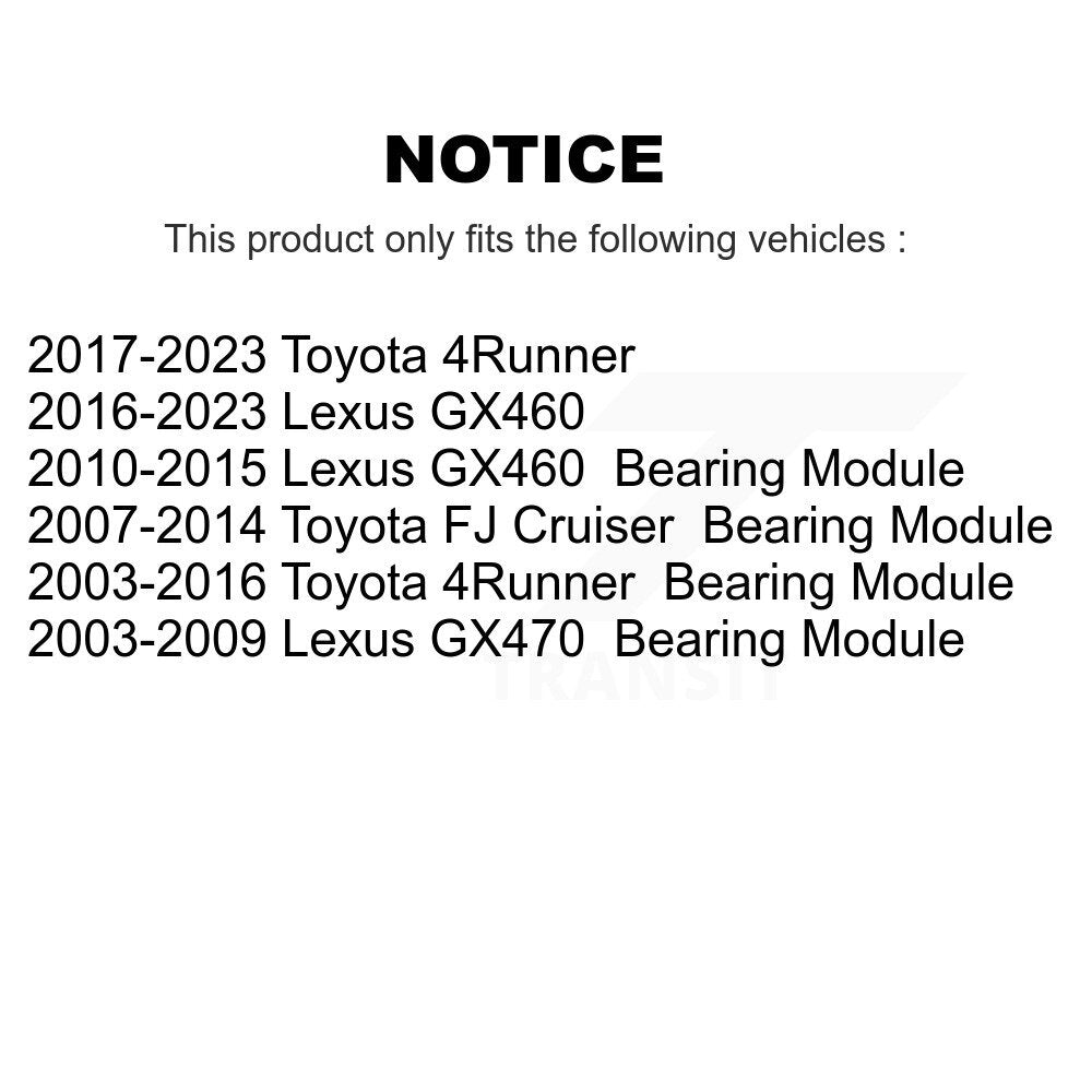 Ensemble de roulement de roue arrière droite, pour Toyota 4Runner FJ Cruiser Lexus GX460