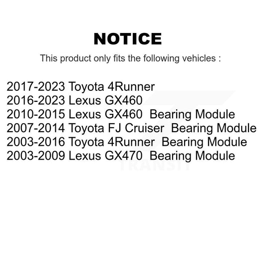 Ensemble de roulement de roue arrière droite, pour Toyota 4Runner FJ Cruiser Lexus GX460