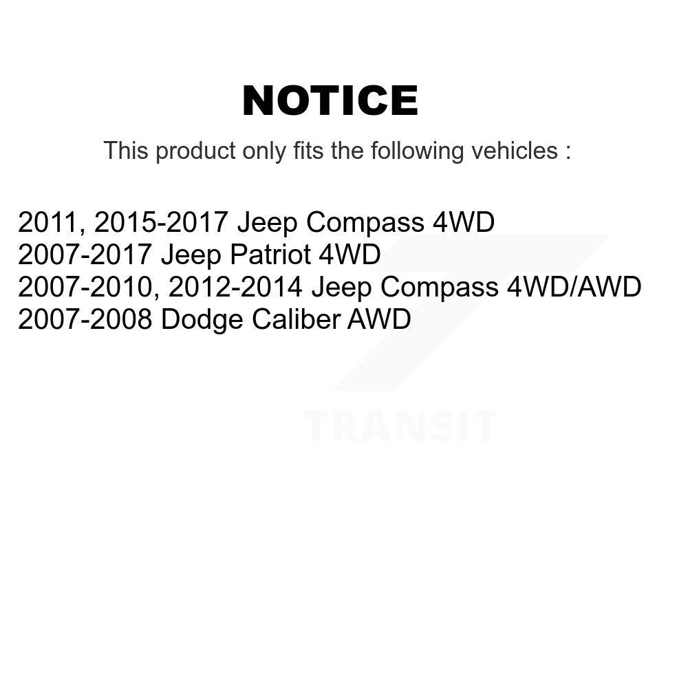 Ensemble de moyeu de roulement de roue arrière, pour Jeep Patriot Compass Dodge Caliber 70-51233