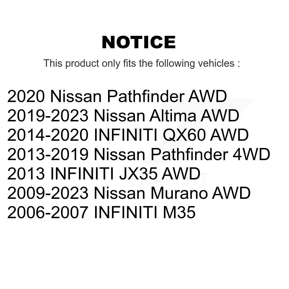 Ensemble de moyeu de roulement de roue arrière, pour Nissan Murano Pathfinder INFINITI QX60 JX35