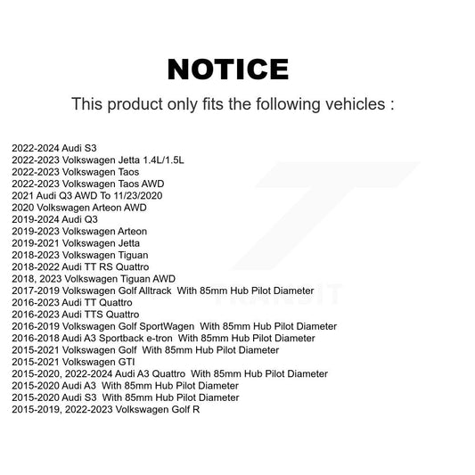 Ensemble de moyeu de roulement de roue, pour Volkswagen Tiguan Golf Jetta Audi Q3 Taos GTI A3