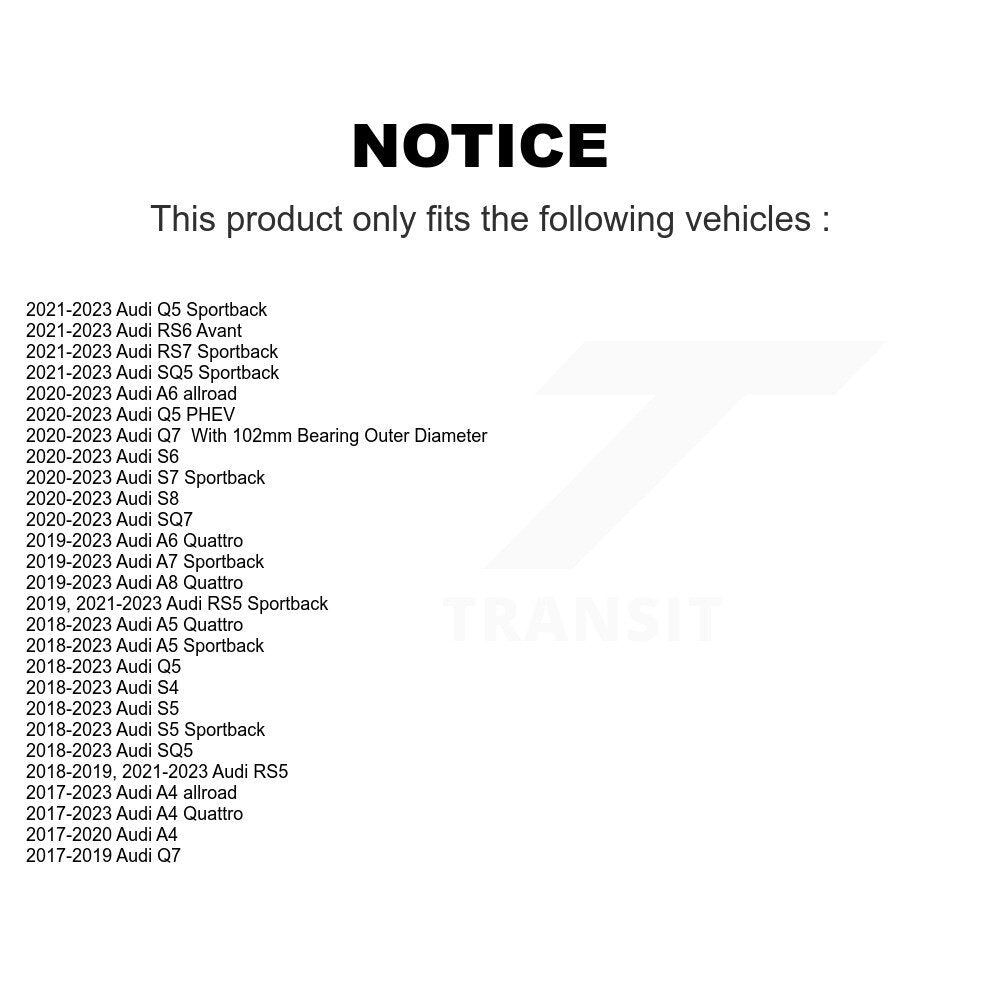 Ensemble de roulement de roue, pour Audi Q5 Q7 A4 Quattro A5 Sportback SQ5 S5 allroad S4