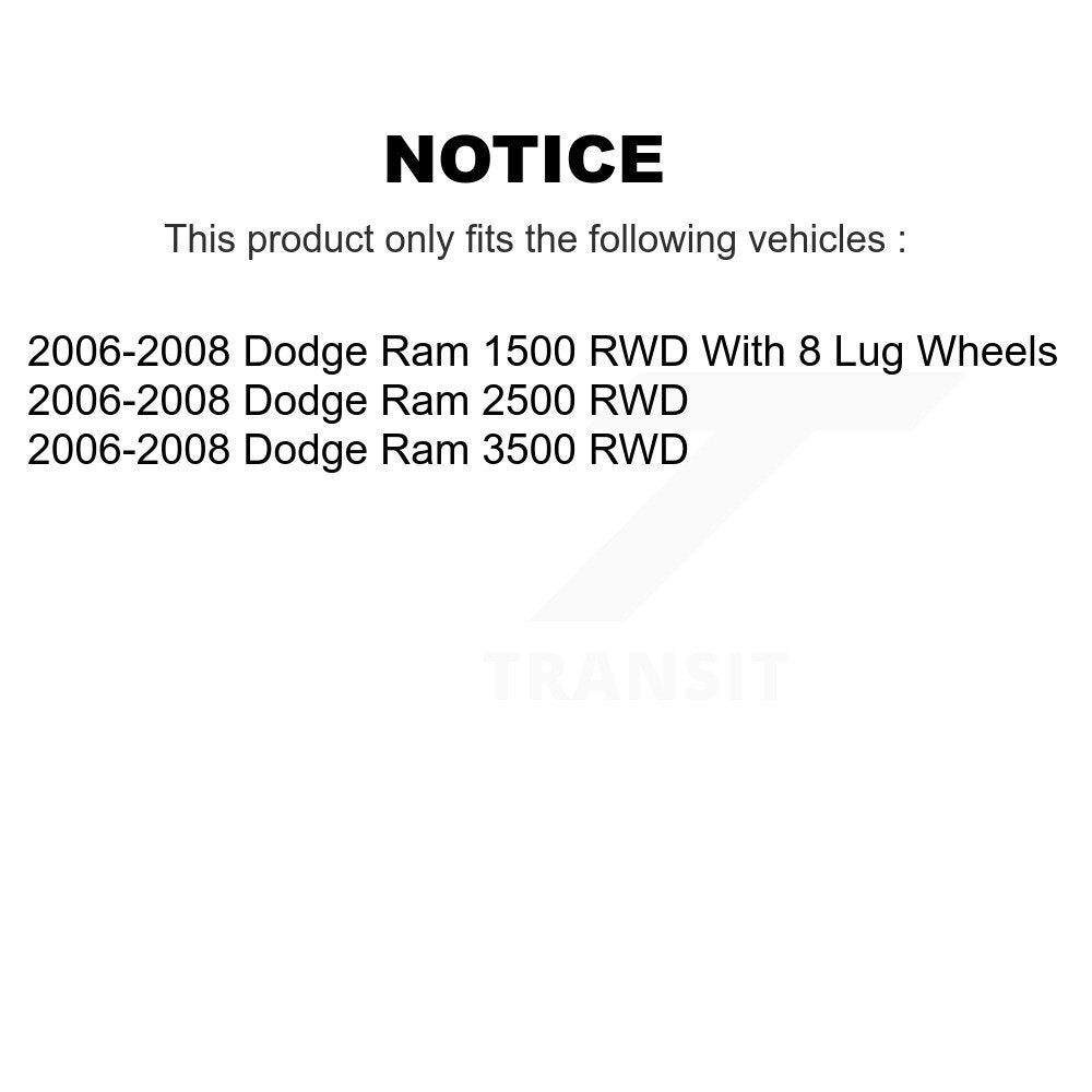 Ensemble de moyeu de roulement de roue avant pour Dodge Ram 2006 2008 1500 3500 2500 RWD