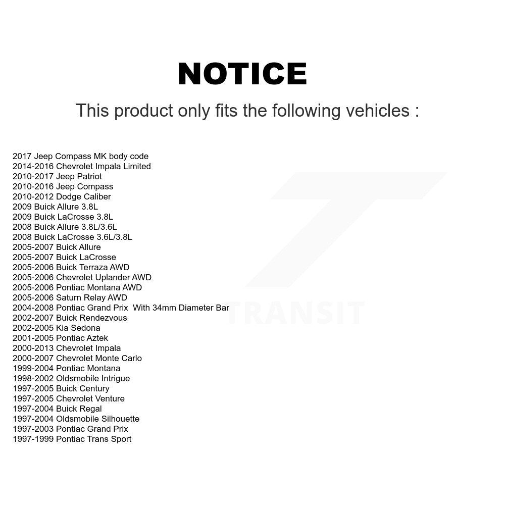 Kit de liaison de barre stabilisatrice de Suspension, pour Jeep Chevrolet Impala Patriot Buick Gran