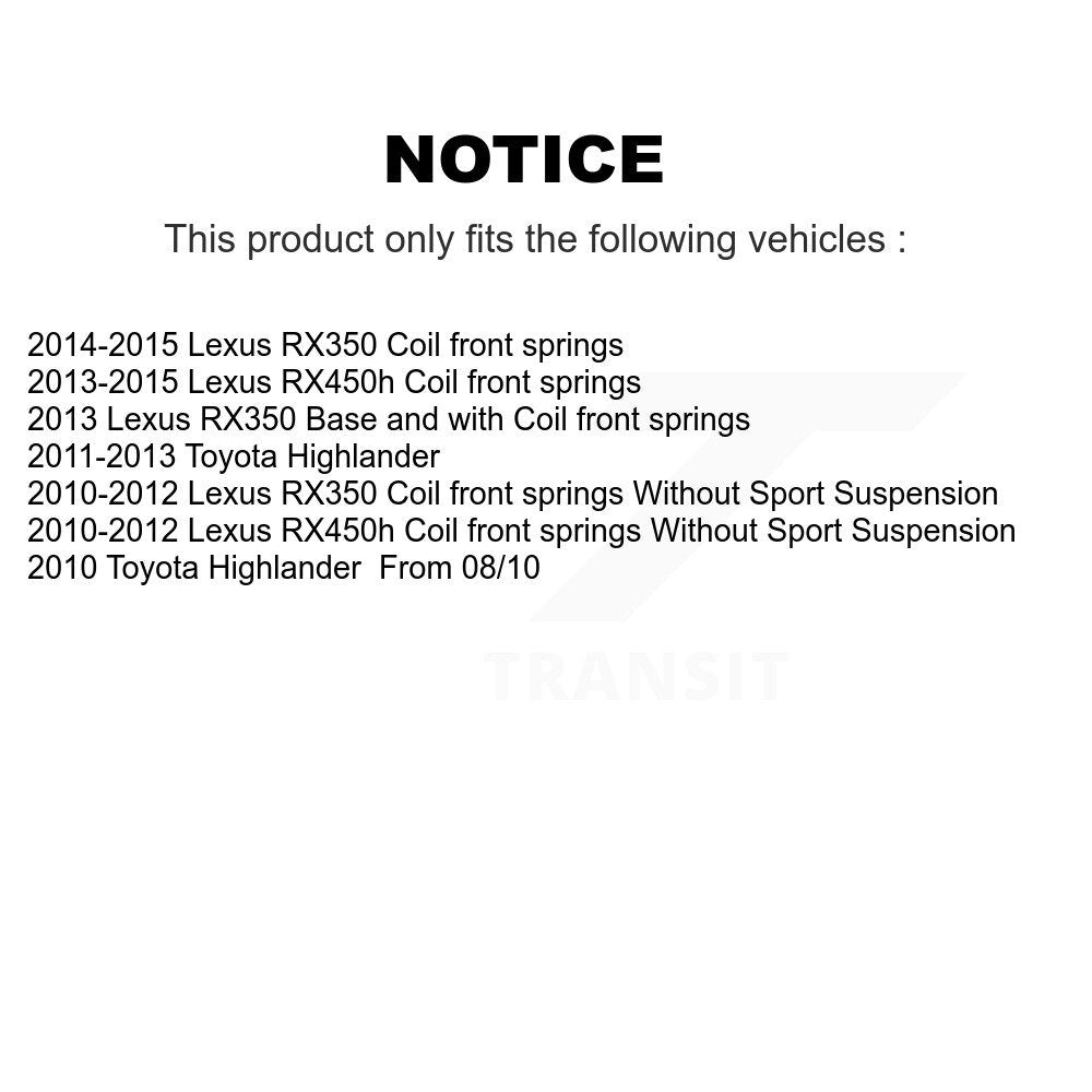 Contrefiche de Suspension avant gauche pour Lexus RX350 Toyota Highlander RX450h 78-72766