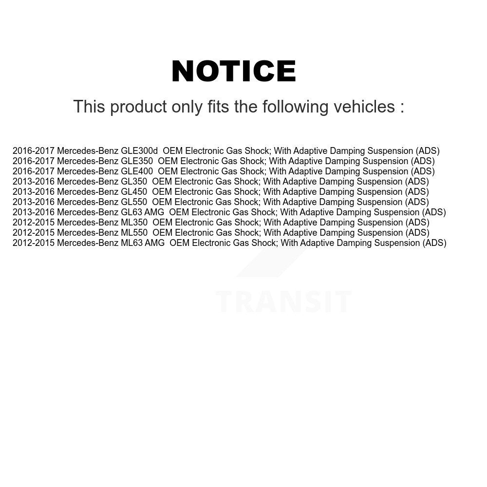 Amortisseur d'air arrière pour mercedes-benz ML350 GLE350 GL350 GLE400 ML550 GL550