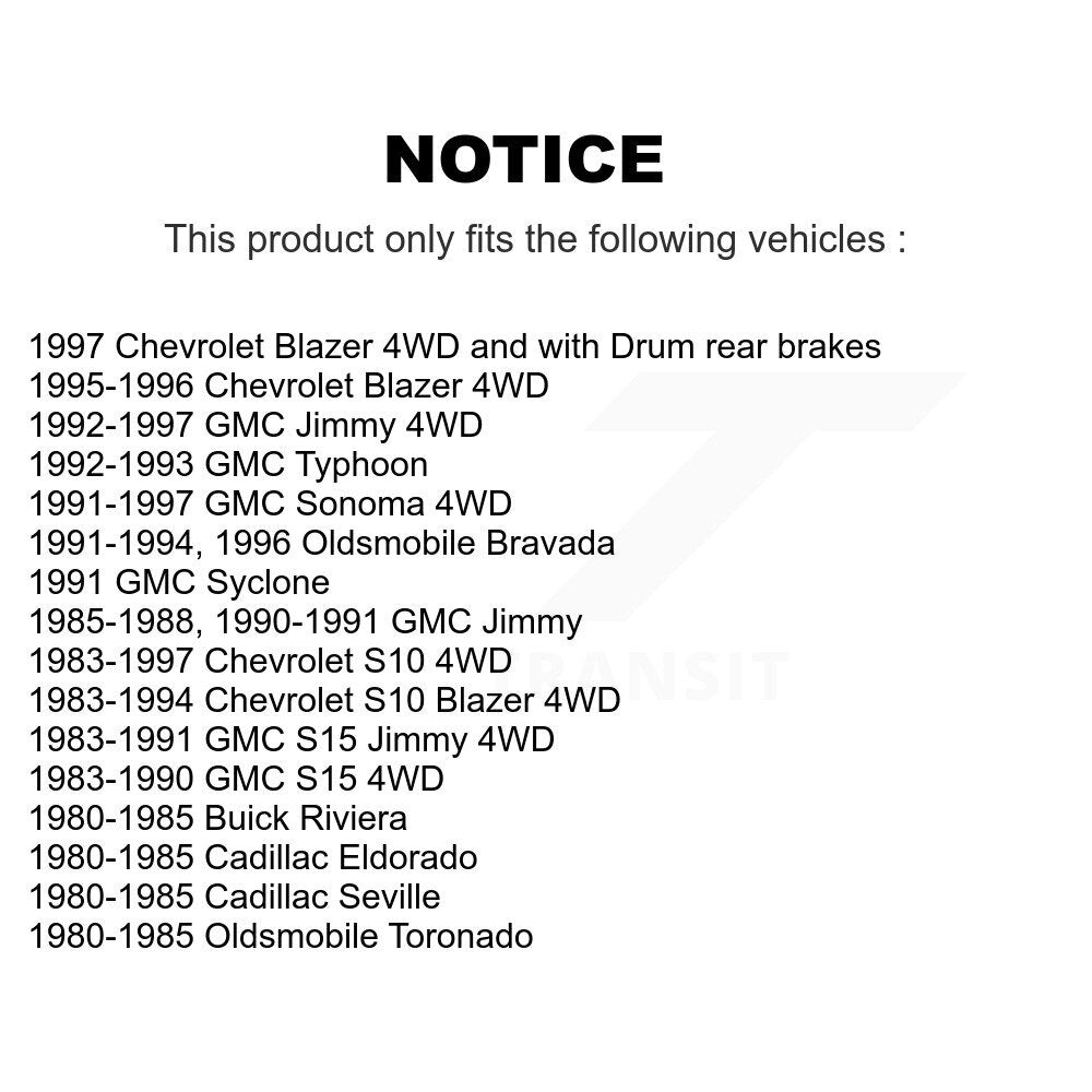 Rotor de frein à disque 1 pièce uniquement pour Chevrolet S10 GMC Sonoma Jimmy Blazer S15