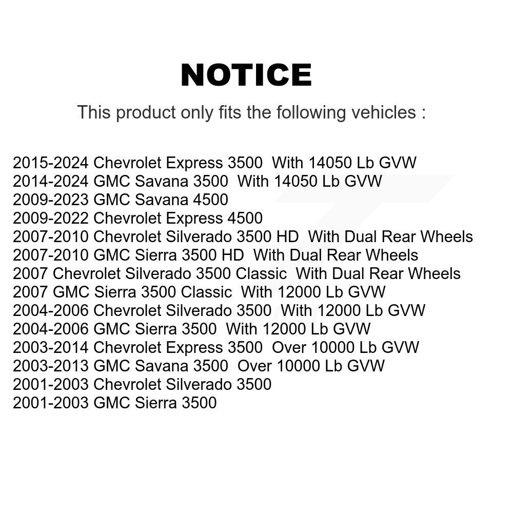 Rotor de frein à disque avant (1 pièce seulement) pour GMC Chevrolet Savana 3500 Express HD