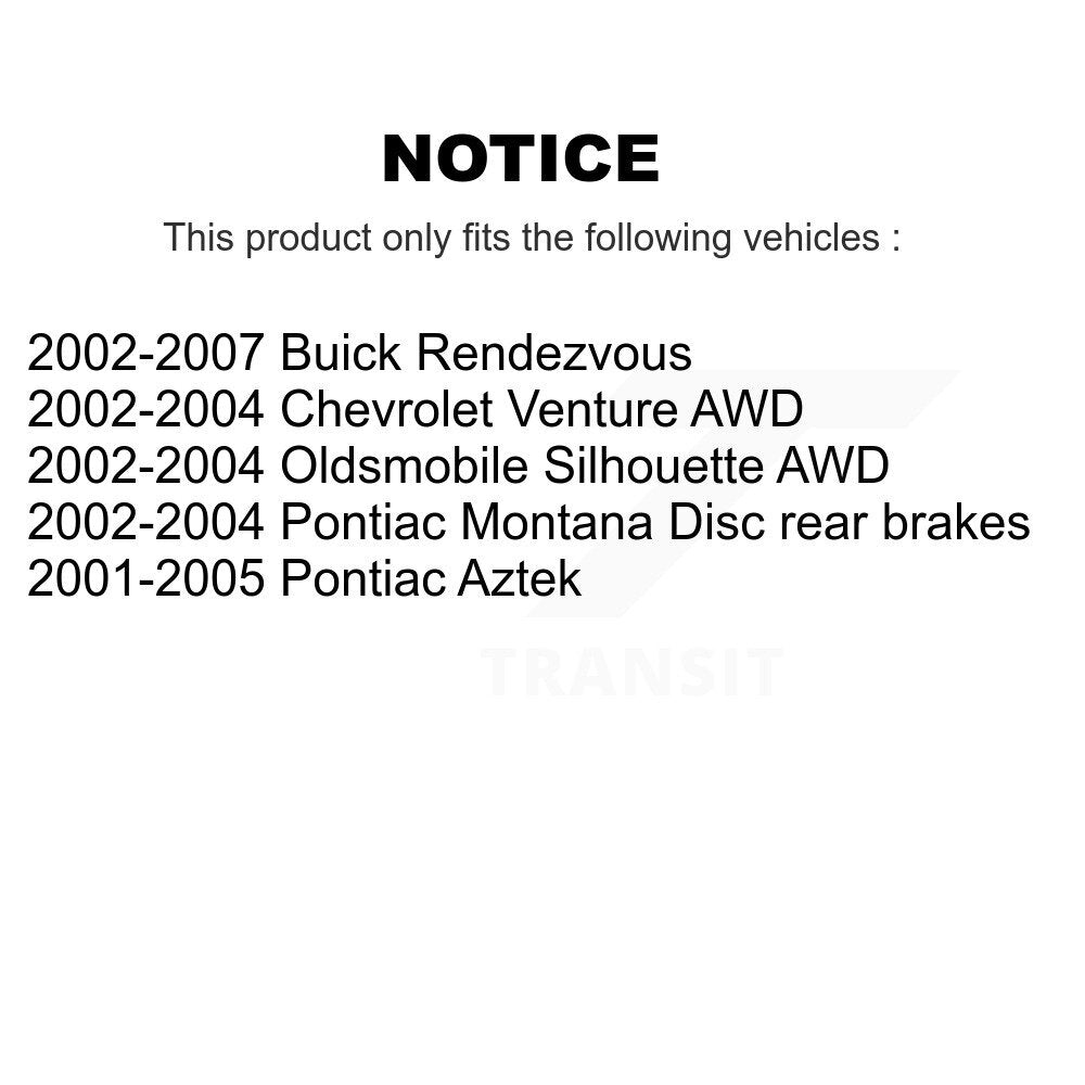 Rotor de frein à disque arrière (1 pièce seulement) pour Buick Rendezvous Pontiac Montana Aztek