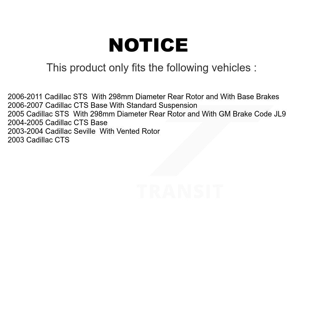 Rotor de frein à disque arrière (1 pièce seulement) pour Cadillac CTS STS Séville 8-580102