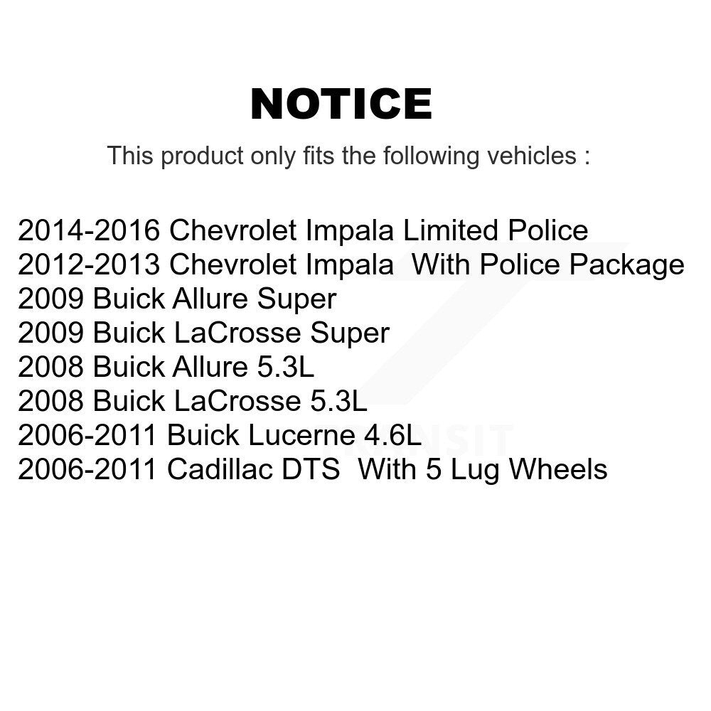 Rotor de frein à disque avant (1 pièce seulement) pour Buick Lucerne Chevrolet Impala DTS