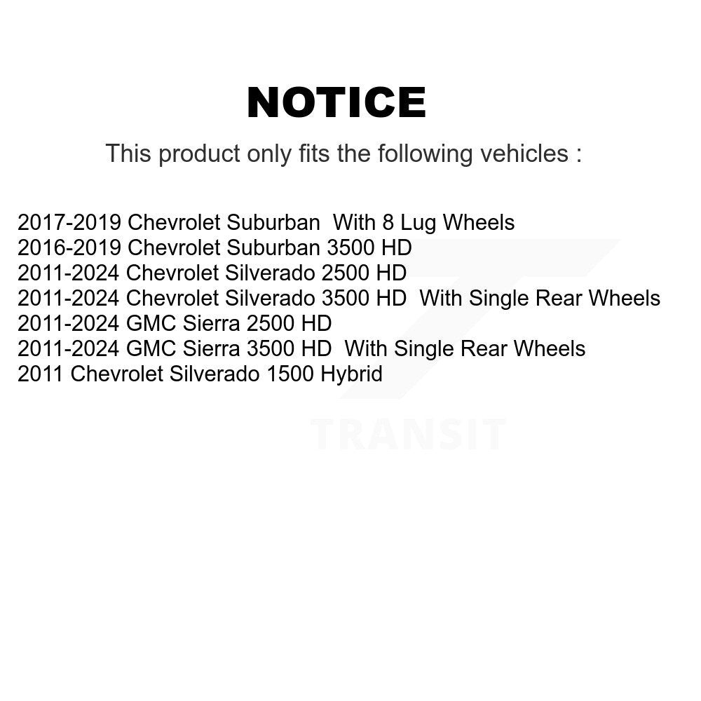 Rotor de frein à disque arrière (1 pièce seulement) pour Chevrolet GMC Sierra 2500 HD Silverado