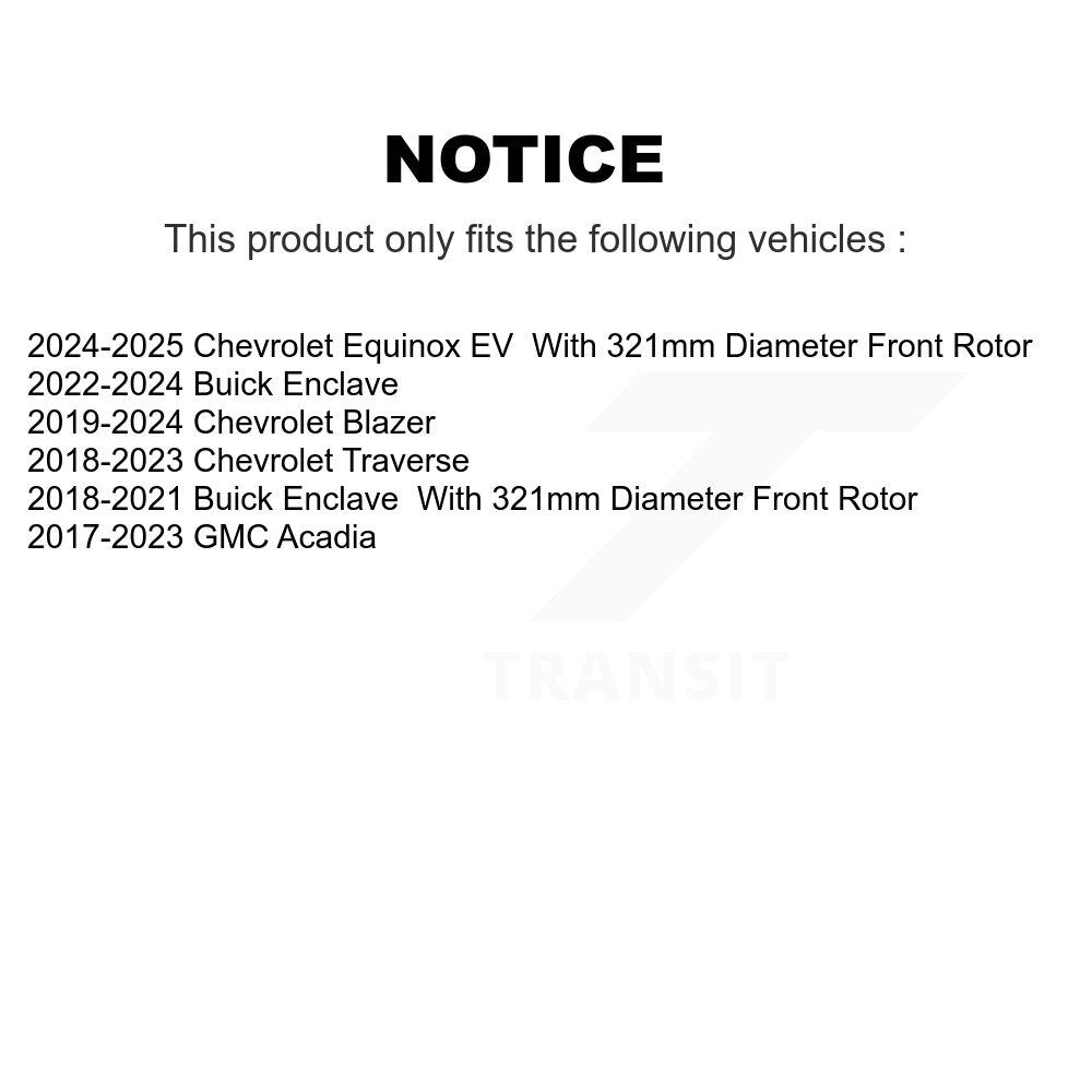 Rotor de frein à disque avant (1 pièce seulement) pour Chevrolet Traverse GMC Acadia Blazer