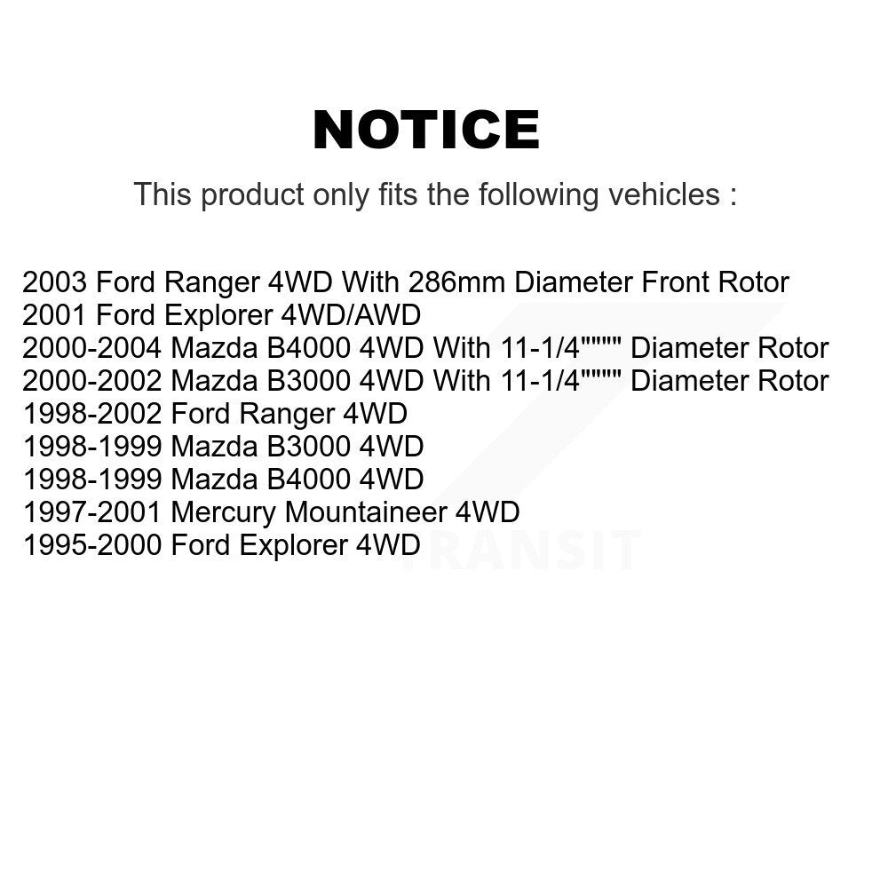 Rotor de frein à disque avant (1 pièce seulement) pour Ford Ranger Explorer Mazda B4000 B300