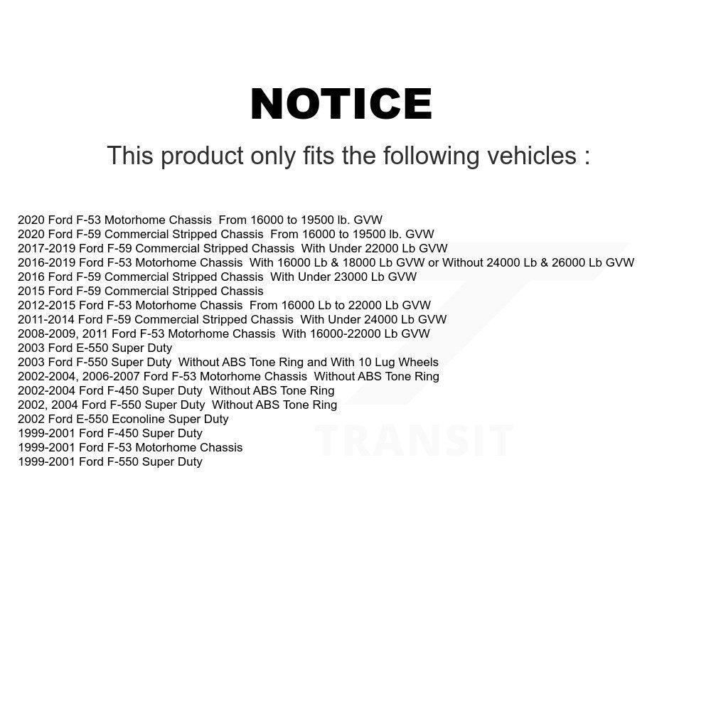 Rotor de frein à disque 1 pièce uniquement pour châssis de camping-car Ford F-53 E-550 Super Duty