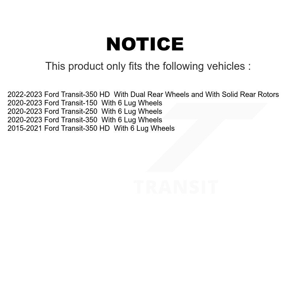 Rotor de frein à disque arrière (1 pièce seulement) pour Ford Transit-250 Transit-350 HD