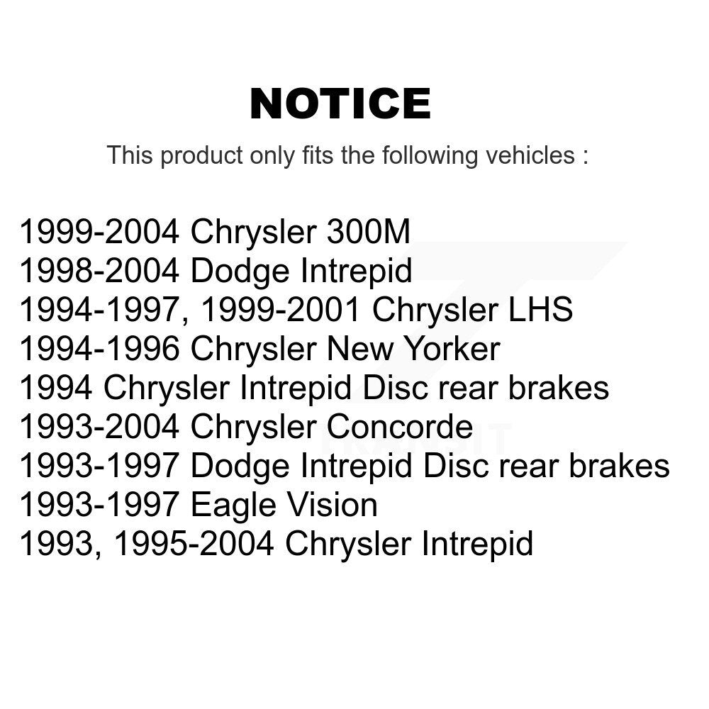 Rotor de frein à disque arrière (1 pièce seulement) pour Chrysler Intrepid Dodge Concorde 300M
