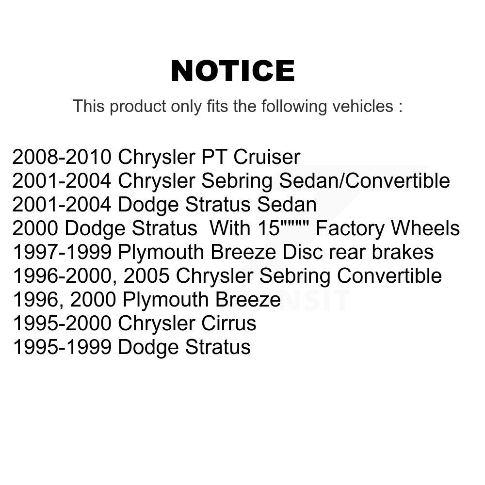 Rotor de frein à disque arrière (1 pièce seulement) pour Chrysler Sebring PT Cruiser Cirrus